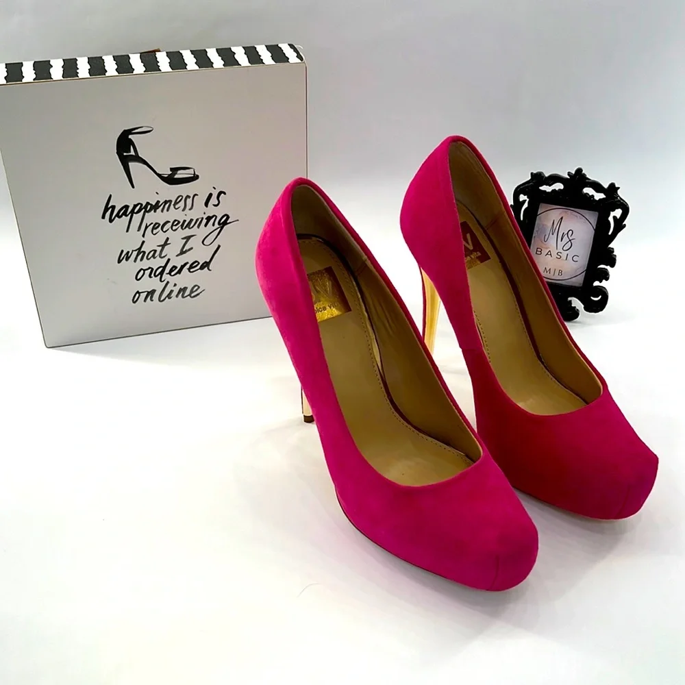 Dolce Vita Hot Pink Suede Platform Stiletto Shoes, Size 7.5